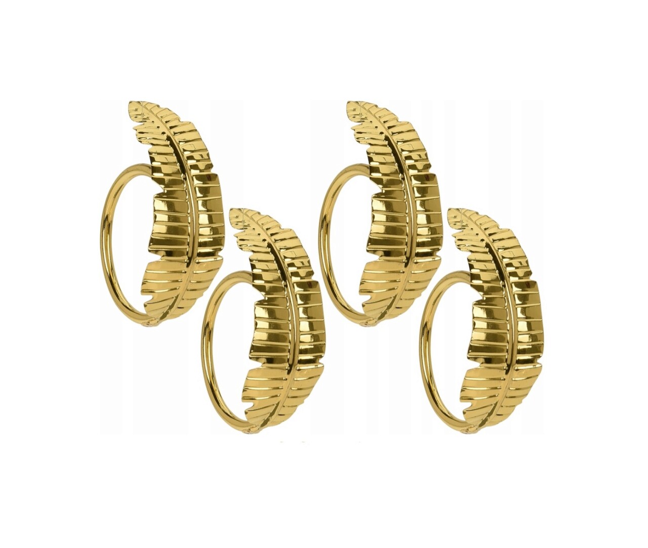 Set 4 inele pentru servetele Leaf V4, 4.5 x 3 cm, metal, auriu - imagine 3